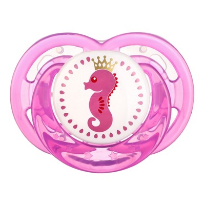 Соска - пустышка силиконовая ортодонтическая «Морской конек», от 0 мес., с колпачком, цвет розовый