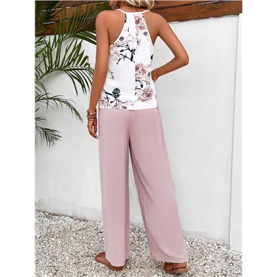 SHEIN Frenchy Blume Muster, Cami Top mit & Hose mit weiten Beinen,