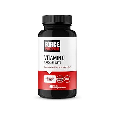 FORCE FACTOR Vitamin C 1000mg Immune Support Supplement, Vitamin C Supplement Immunity Vitamins Plus Antioxidant Support, Premium Quality, Vegan, 60 Vitamin C Tablets