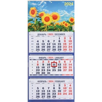 2024г. Календарь-трио Природа Подсолнухи 1300054
