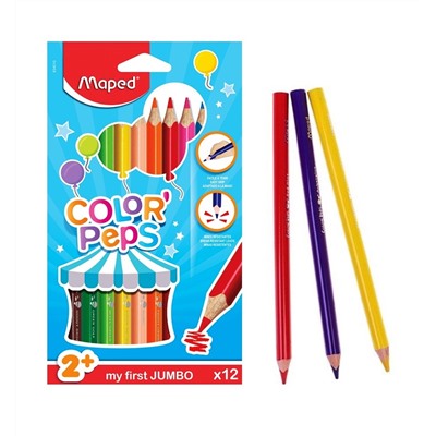 Maped. Карандаши цветные "Color'Peps" (12 цв) макси, треугольные  арт.834010