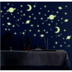 Наклейка интерьерная винил "Ночное небо", светится в темноте 904634