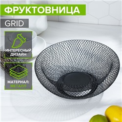 УЦЕНКА Ваза для фруктов круглая "Grid", цвет чёрный