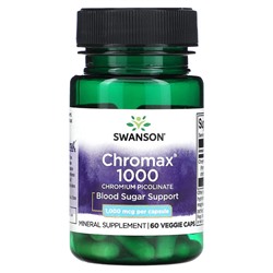 Swanson Chromax 1000, Пиколинат хрома, 1000 мкг, 60 растительных капсул