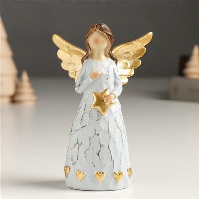 Сувенир полистоун "Безликий ангел с сердцем/звездой" золото МИКС 4х7,8х12,5 см