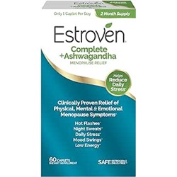 Estroven Complete + Ashwagandha Multi-Symptom Menopause Supplement for Women - 60 Ct. - Clinically Proven Ingredients Provide Menopause Relief & Night Sweats + Hot Flash Relief* - Drug-Free & Non-GMO