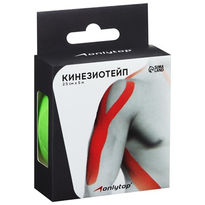 Кинезио-тейп ONLYTOP, 2,5 см х 5 м, цвета МИКС