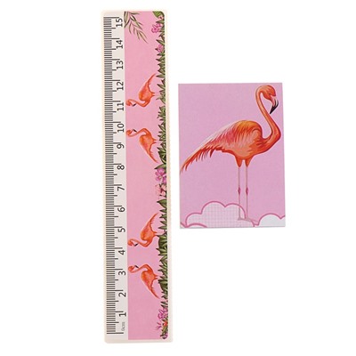 Набор настольный детский "Фламинго" (подставка+2 карандаша+линейка+точилка+ластик+блокнот 8 листов)