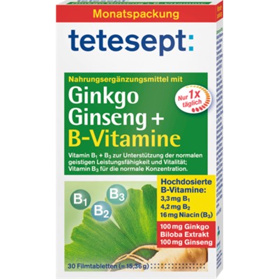 tetesept Гинко-Женьшень +B-Витамины Таблетки, 30 шт