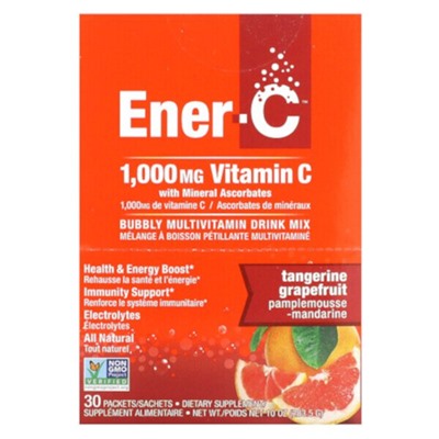 Ener-C Vitamin C, Bubbly Multivitamin Drink Mix, Tangerine Grapefruit, 1,000 mg, 30 Packets