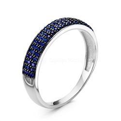 Кольцо из серебра с синей наношпинелью родированное 925 пробы к-7190р408