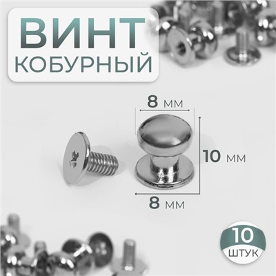 Кобурный винт d = 8/8 × 10 мм, 10 шт, цвет серебряный