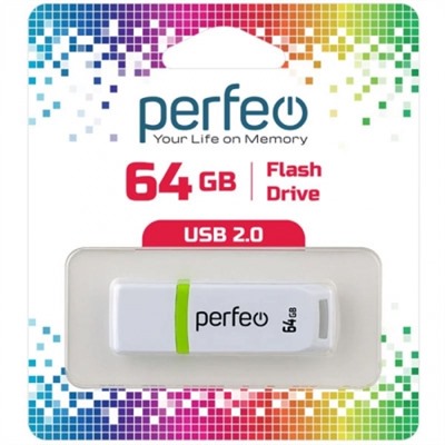 64Gb Perfeo C11 White USB 2.0 (PF-C11W064)