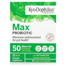Kyolic Kyo-Dophilus, Max Probiotic, 50 миллиардов КОЕ, 30 вегетарианских капсул - Kyolic