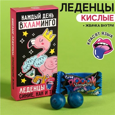 Леденцы красящие язык «Вхламинго» с жвачкой, 25 г. (18+)