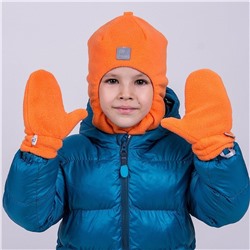 Шапка-шлем двухслойный флисовый со светоотражающим шевроном. Цвет оранжевый
