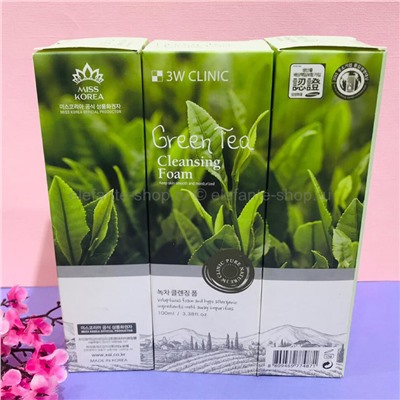 Пенка для умывания с зеленым чаем 3W Clinic Green Tea Foam Cleansing, 100 мл (78)