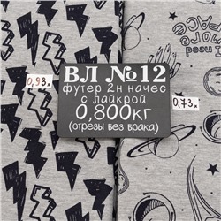Весовой лоскут трикотаж Футер 2-х нитка начёс №12 по 0,800 кг