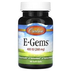 Carlson E-Gems, 268 мг (400 МЕ), 90 мягких таблеток