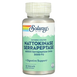 Solaray Nattokinase Serrapeptase, Энтеросолюбильные - 30 растительных капсул - Solaray