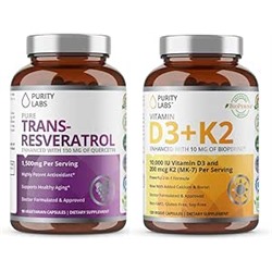 Purity Labs Vitamin D3 K2 & Pure Trans-Resveratrol Supplement