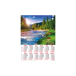 Календари листовые 10 штук A2 2024 Природа. Бурная река 30911