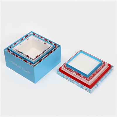 Набор подарочных коробок 5 в 1 «С Новым счастьем», 14 × 14 × 8 - 22 × 22 × 12 см