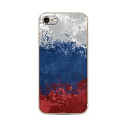 Силиконовый чехол Флаг России неровный на iPhone 7