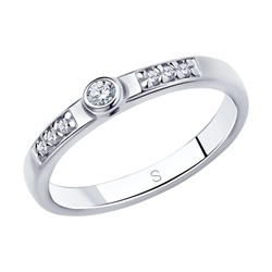 Помолвочное кольцо из серебра с фианитами, 94010698