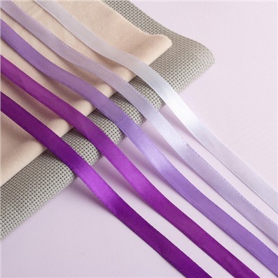 Набор атласных лент, 5 шт, размер 1 ленты: 10 мм × 23 ± 1 м, цвет фиолетовый спектр