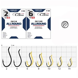 Крючки Cobra ALLROUND, серия CA114G, № 014, 10 шт.