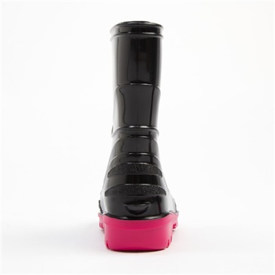 Сапоги резиновые детские, цвет черный+розовый, размер 27