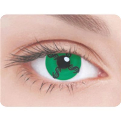 Карнавальные контактные линзы Adria Crazy - Зеленый доллар, в наборе 1шт