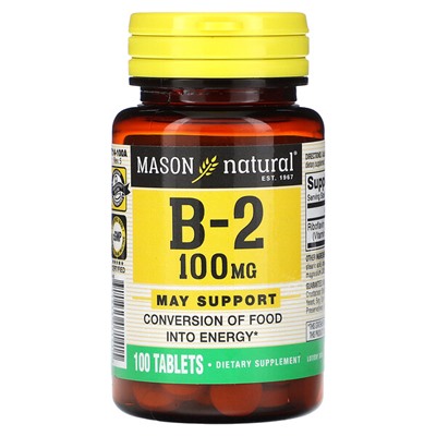 Mason Natural Витамин B-2 - 100 мг - 100 таблеток - Mason Natural