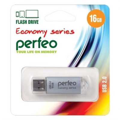 16Gb Perfeo E01 Silver Economy Series USB 2.0 (PF-E01S016ES)