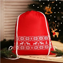 Мешок-рюкзак новогодний на шнурке, цвет красный