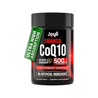High Absorption CoQ10 500MG - Co Q 10 Supplement 120 Softgels for Heart Health & Energy Production - Enhanced CoQ10 Nutritional Supplements with Antioxidant - Alternative to coq10 400mg softgels