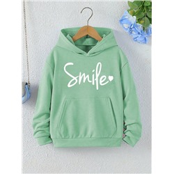 SHEIN Teenager Mädchen Hoodie mit Buchstaben Grafik, Känguru-Tasche, Drop Shoulder