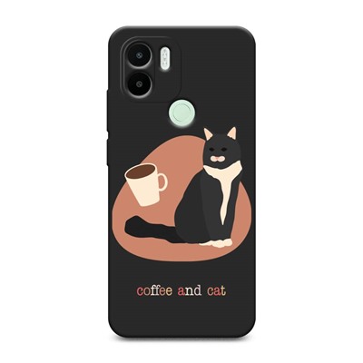 Матовый силиконовый чехол Coffee and cat на Poco C50