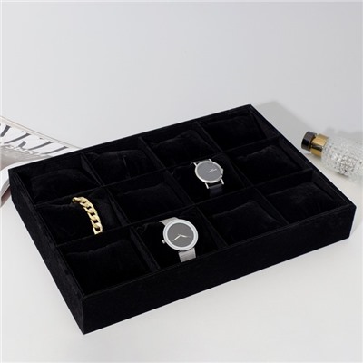 Подставка для часов, браслетов, 12 мест, 35×24×5 см, цвет чёрный