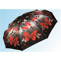 Зонт С4001 красные бабочки на сером