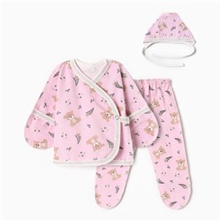 Костюм (распашонка, ползунки, чепчик) Bloom Baby Мишки, р. 68 см, розовый