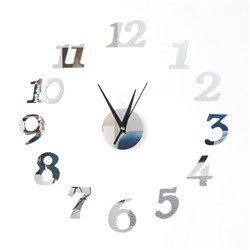 Часы-наклейка "Ясмина", d-45 см, сек. стрелка 13 см, цифра 7.5 х 5 см, серебро