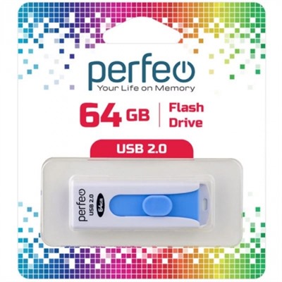 64Gb Perfeo S01 White USB 2.0 (PF-S01W064)