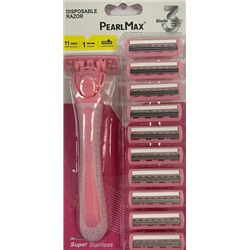 PearlMax Станки женские  для бритья с тройным лезвием + 11 сменных кассет