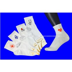5 ПАР- КАЛИНОВ носки женские белые с медицинским принтом арт. Ж-31