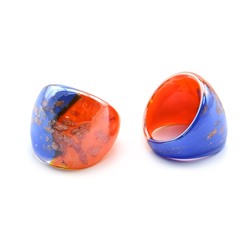 Перстень из муранского стекла модель2 цв.васельково-оранжевый
