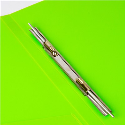 Папка с металлическим скоросшивателем и внутренним карманом BRAUBERG "Neon", 16 мм, зеленая, до 100