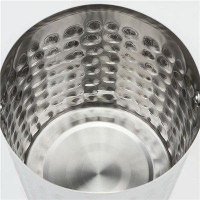 УЦЕНКА Ведро для льда из нержавеющей стали «Чеканный», 5,2 л, 25×20×20,5 см, 201 сталь, цвет серебряный