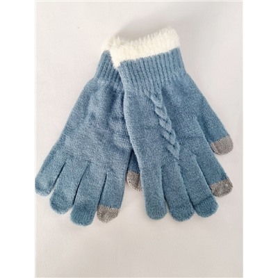 Перчатки женские, тёплые, сенсорные, цвет голубой, арт.56.1215